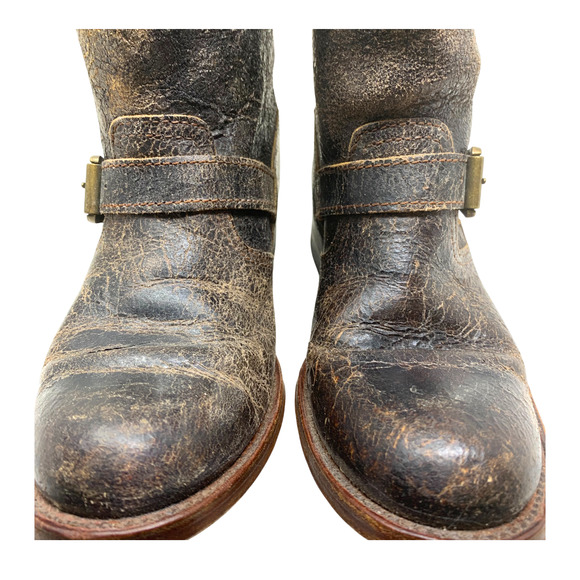 Frye Veronica Slouch Boot Chocolate Tobacco Finish Distressed Leather Sz 6 - Picture 6 of 11